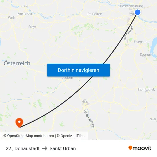 22., Donaustadt to Sankt Urban map