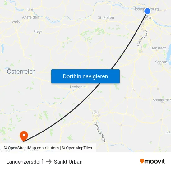 Langenzersdorf to Sankt Urban map