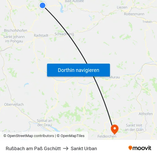 Rußbach am Paß Gschütt to Sankt Urban map