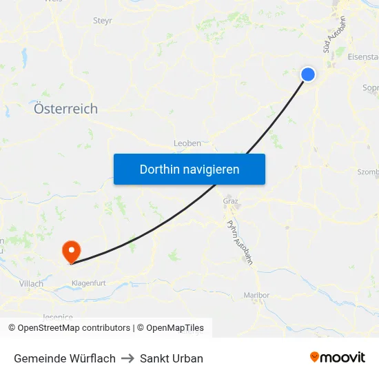 Gemeinde Würflach to Sankt Urban map