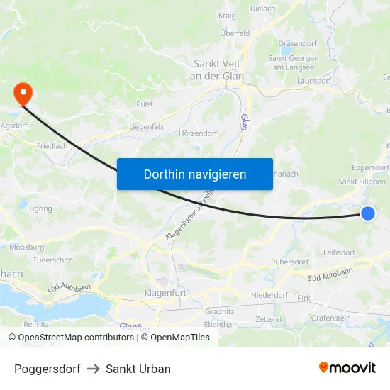 Poggersdorf to Sankt Urban map