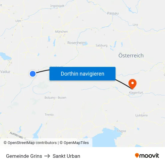 Gemeinde Grins to Sankt Urban map