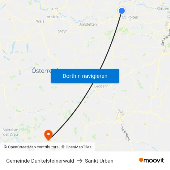 Gemeinde Dunkelsteinerwald to Sankt Urban map
