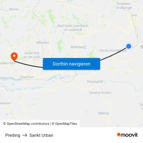 Preding to Sankt Urban map