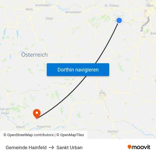 Gemeinde Hainfeld to Sankt Urban map