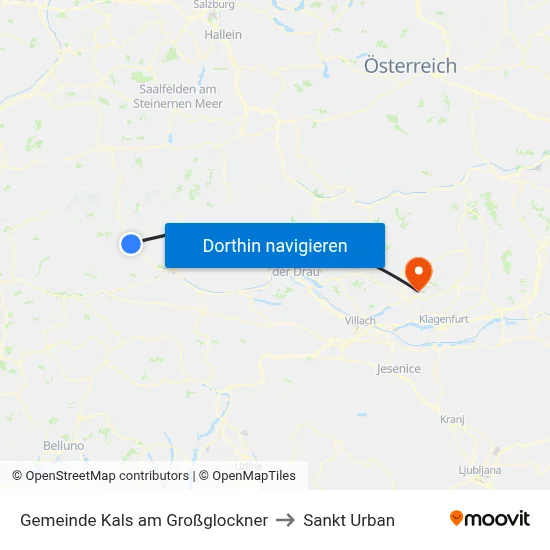Gemeinde Kals am Großglockner to Sankt Urban map