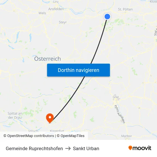 Gemeinde Ruprechtshofen to Sankt Urban map