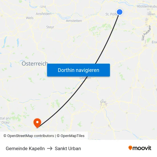 Gemeinde Kapelln to Sankt Urban map