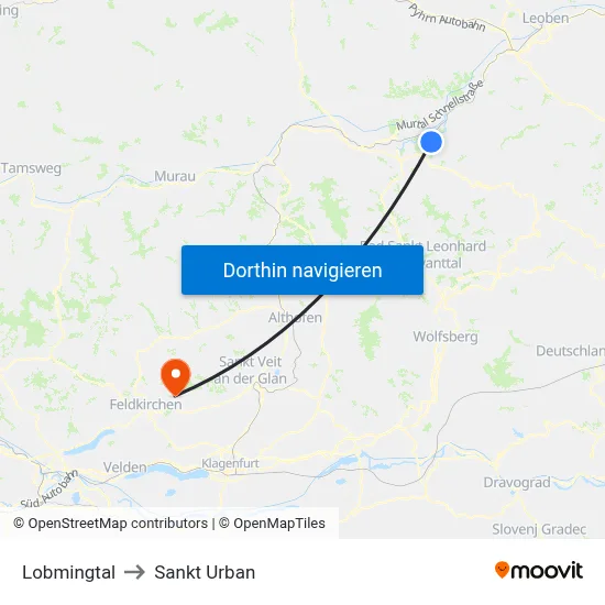 Lobmingtal to Sankt Urban map