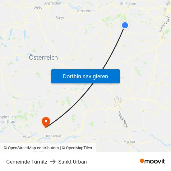 Gemeinde Türnitz to Sankt Urban map