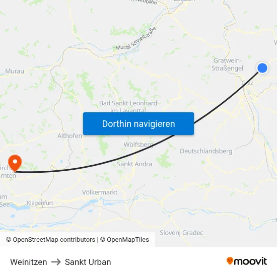 Weinitzen to Sankt Urban map