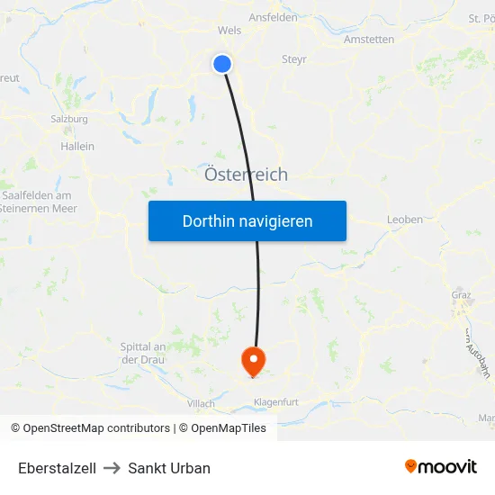 Eberstalzell to Sankt Urban map