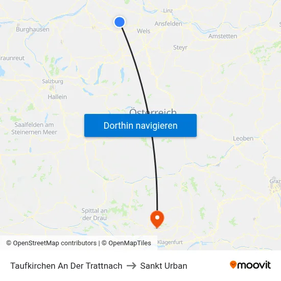 Taufkirchen An Der Trattnach to Sankt Urban map