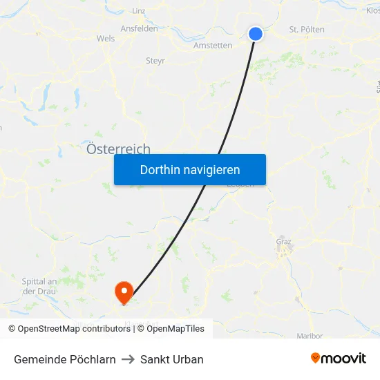 Gemeinde Pöchlarn to Sankt Urban map