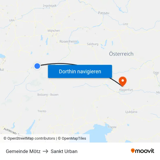 Gemeinde Mötz to Sankt Urban map