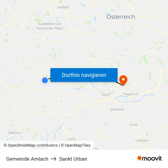Gemeinde Amlach to Sankt Urban map