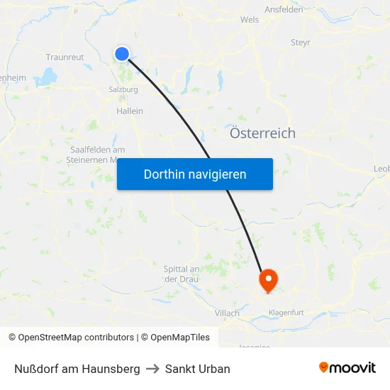 Nußdorf am Haunsberg to Sankt Urban map