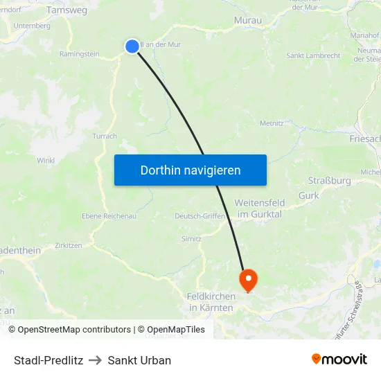 Stadl-Predlitz to Sankt Urban map