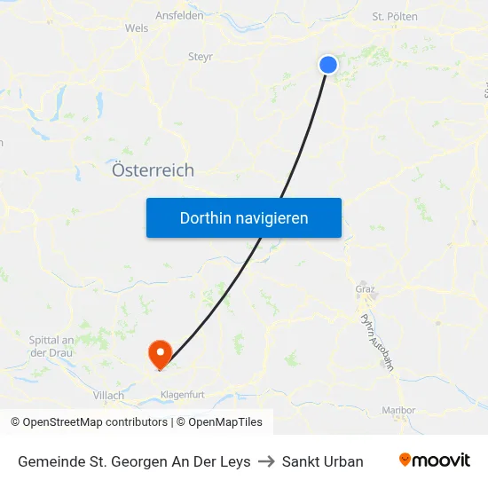 Gemeinde St. Georgen An Der Leys to Sankt Urban map