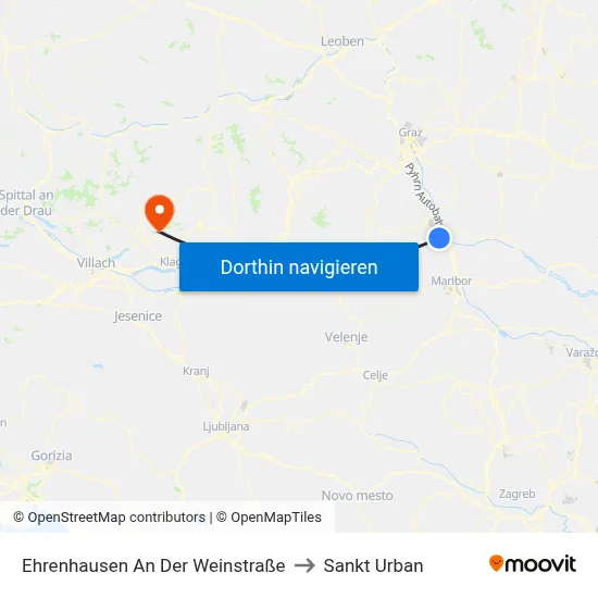Ehrenhausen An Der Weinstraße to Sankt Urban map