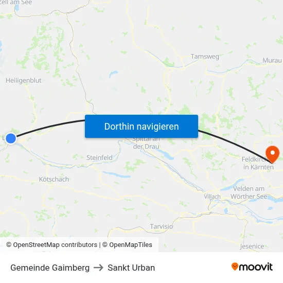 Gemeinde Gaimberg to Sankt Urban map