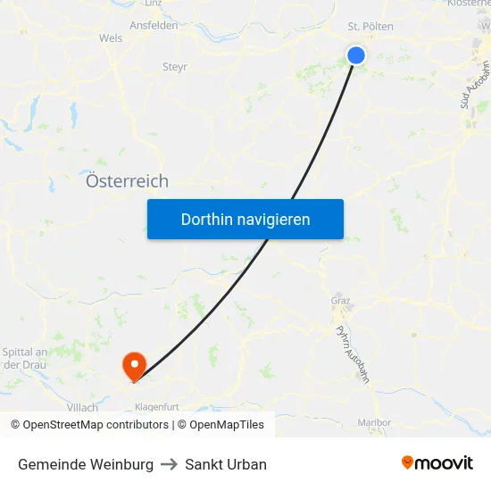 Gemeinde Weinburg to Sankt Urban map