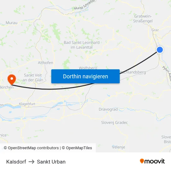 Kalsdorf to Sankt Urban map