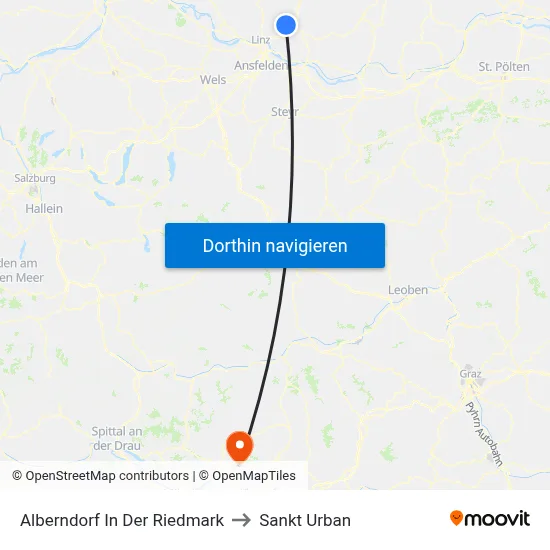 Alberndorf In Der Riedmark to Sankt Urban map