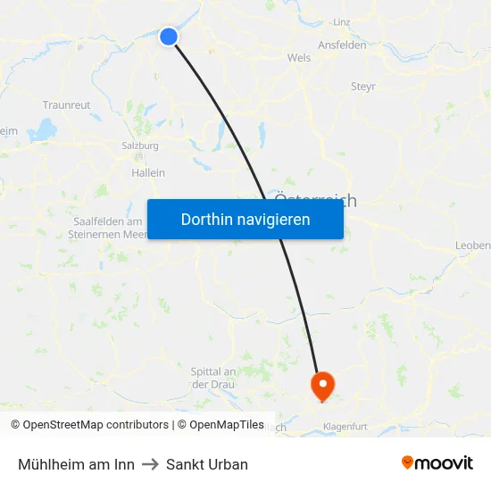 Mühlheim am Inn to Sankt Urban map