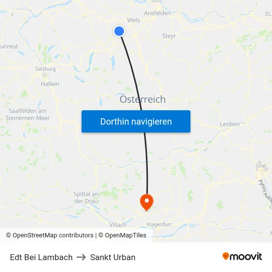 Edt Bei Lambach to Sankt Urban map
