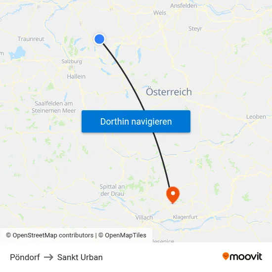 Pöndorf to Sankt Urban map