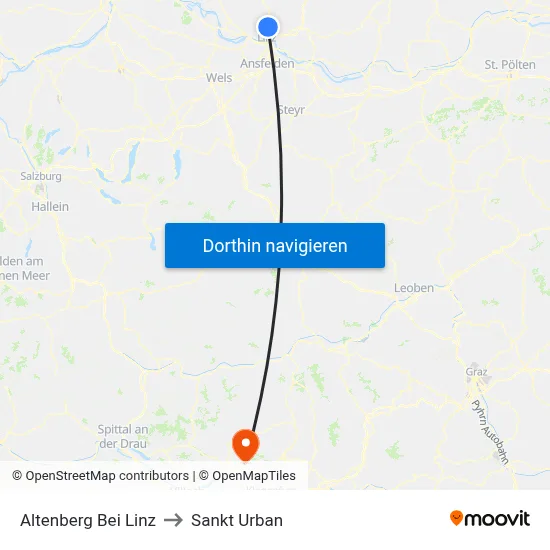 Altenberg Bei Linz to Sankt Urban map