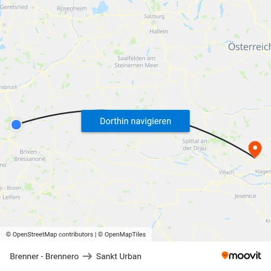Brenner - Brennero to Sankt Urban map