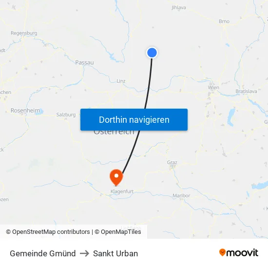 Gemeinde Gmünd to Sankt Urban map
