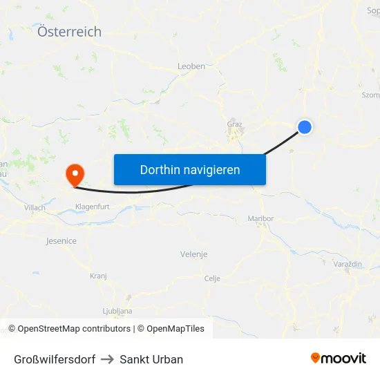 Großwilfersdorf to Sankt Urban map