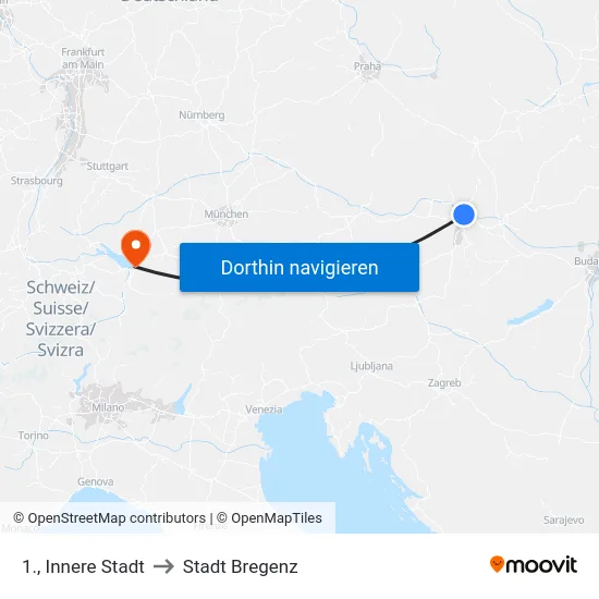 1., Innere Stadt to Stadt Bregenz map