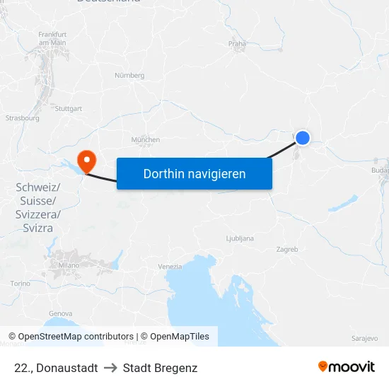 22., Donaustadt to Stadt Bregenz map