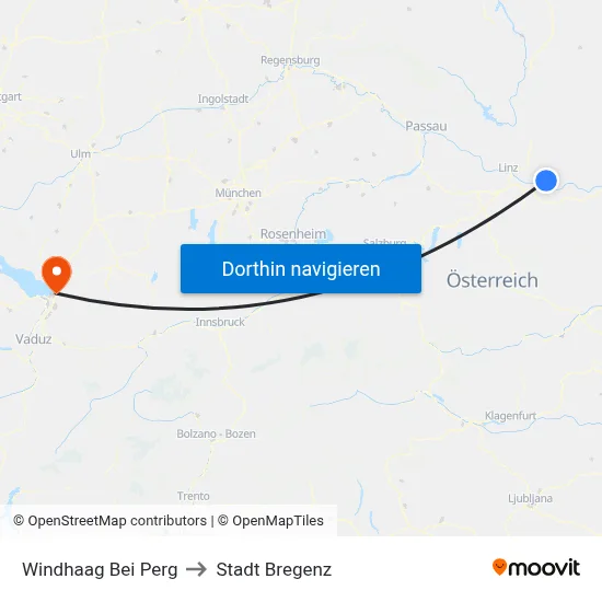 Windhaag Bei Perg to Stadt Bregenz map