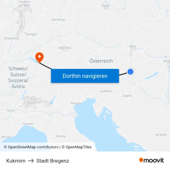 Kukmirn to Stadt Bregenz map