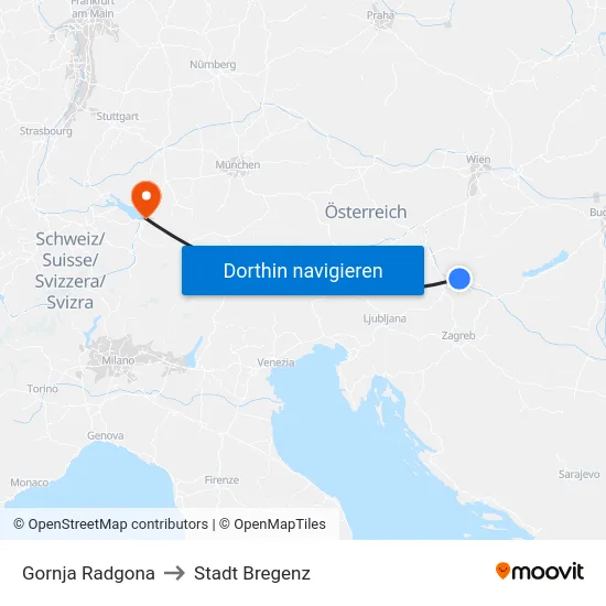 Gornja Radgona to Stadt Bregenz map