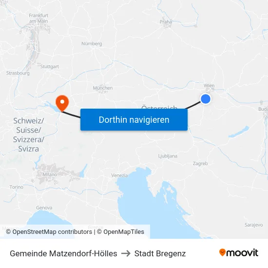 Gemeinde Matzendorf-Hölles to Stadt Bregenz map