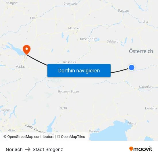 Göriach to Stadt Bregenz map