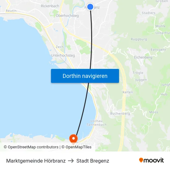 Marktgemeinde Hörbranz to Stadt Bregenz map