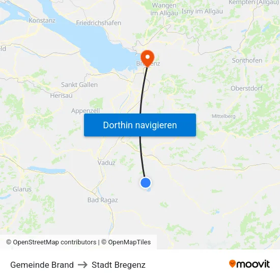 Gemeinde Brand to Stadt Bregenz map