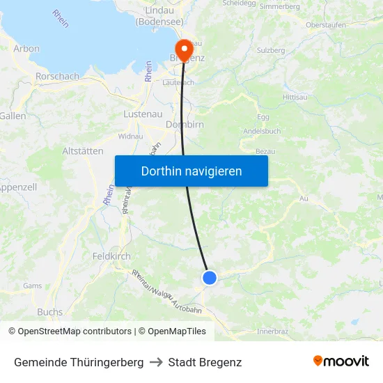 Gemeinde Thüringerberg to Stadt Bregenz map