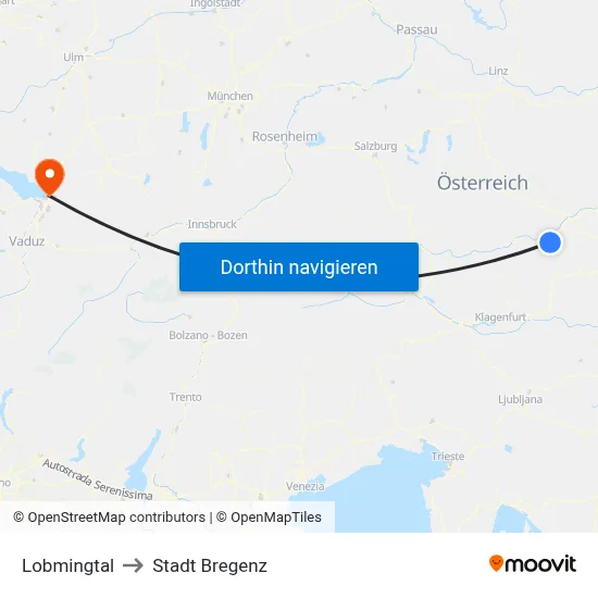 Lobmingtal to Stadt Bregenz map
