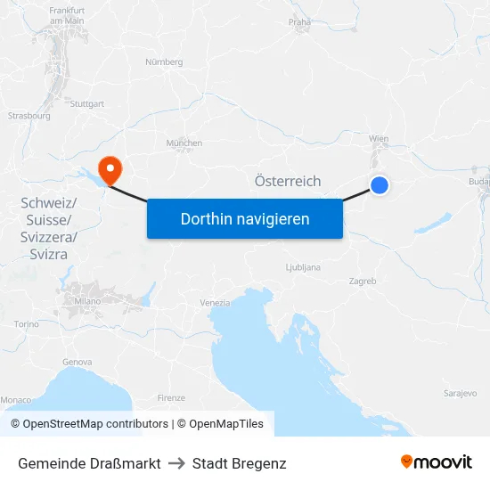 Gemeinde Draßmarkt to Stadt Bregenz map