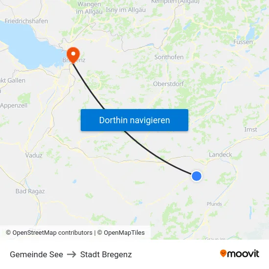Gemeinde See to Stadt Bregenz map