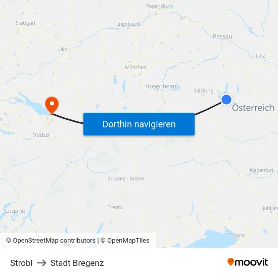 Strobl to Stadt Bregenz map