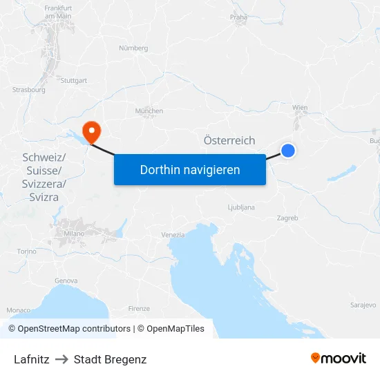 Lafnitz to Stadt Bregenz map